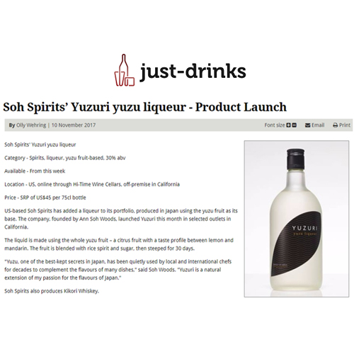 SOH SPIRITS' YUZURI YUZU LIQUEUR - PRODUCT LAUNCH